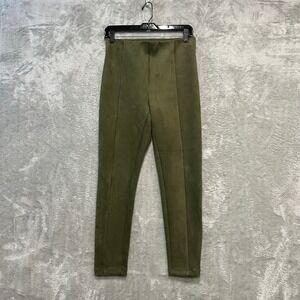 LOFT Leggings Women S Green Faux Suede High Rise Seamed Ankle Zip Skinny Pants